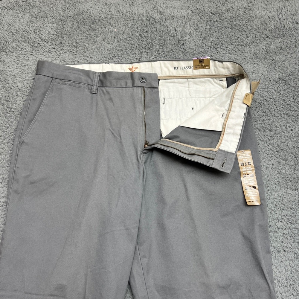 Dockers Saturday Khaki Mens 38x30 Grey New D3 Classic Fit No Wrinkle Chino Pants